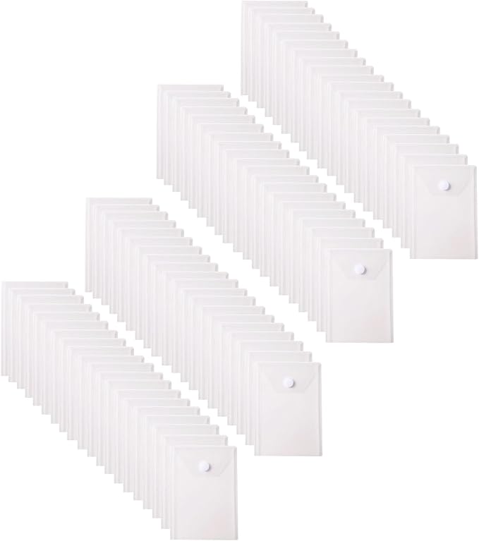6''x4'' Vertical Plastic Envelopes Hook Loop Closure Coupon Receipt Storage Holder 80 Pack
