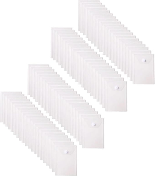 6''x4'' Vertical Plastic Envelopes Hook Loop Closure Coupon Receipt Storage Holder 80 Pack