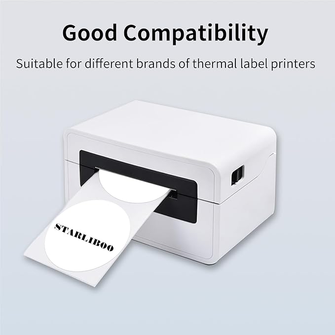 3 Inch Circle Thermal Sticker Labels, Self-Adhesive Round Direct Thermal Labels for Business, 200 Sheets/1 Roll