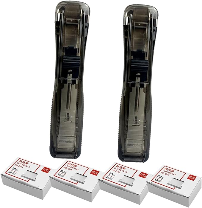 Artibetter Professional Desktop Stapler and Reusable Paper Clip Dispenser Set with 200pcs Refill Staples, Compact Office Binding Tool for Document Organization and School Use
