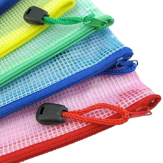 Unifizz B4 Plastic Wallets, Mesh Zipper Pouch Document Bag Ziplock Bags Waterproof Clear Plastic Pockets Zipper Bags Storage Bags for Office School Travel, 38 x 28cm, Pink, 1pcs
