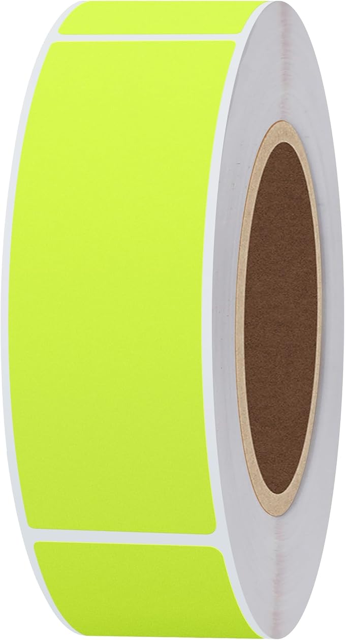 Hybsk 1x3 Inch Color-Code Labels Fluorescent Yellow Sticker Rectangle 500 Labels Per Roll (Fluorescent Yellow)