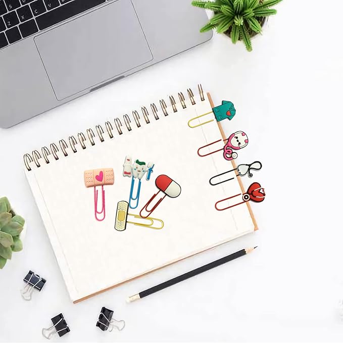 Cute Bookmark Cartoon Bulk Bookmarks with Colorful Paperclip for Pagination Organize Folder Unique Bookmarks Gifts for Girls Student Stationery Nursing Student Essentials
