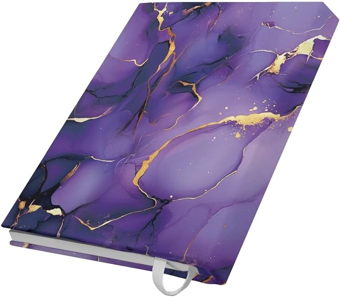 Dreaweet Purple Marble Print Book Sleeve Cover for Hardbook,Book Accessories Hard Books Cover for Paperback,Washable Fabric,Book Protector Book Case for Women Girls