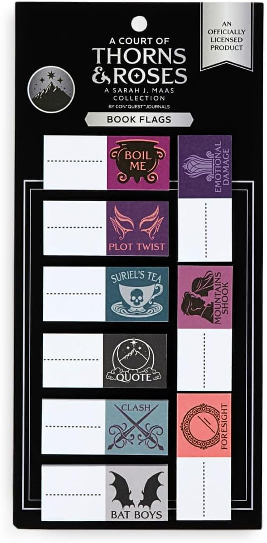 Conquest Journals A Court of Thorns and Roses Book Annotation Flags, 30 Sticky Bookmark Tabs, 9 Bookish Designs, Sarah J. Maas ACOTAR Collection, Gifts for Readers & Book Lovers, Officially Licensed