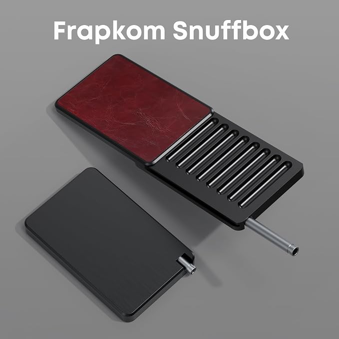8 Compartment Organize Box with Built in Alloy Straw, Red Black Storage Box, 3.15 x 2 x 0.32 Inches