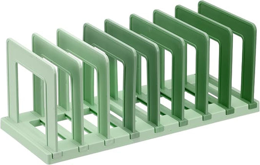PATIKIL Desk File Sorter, 8 Section Plastic Desktop File Folder Vertical Dividers Mail Letter Organizer Magazine Holder Rack Stand for Home Office Classroom Library Bookshelf, Green