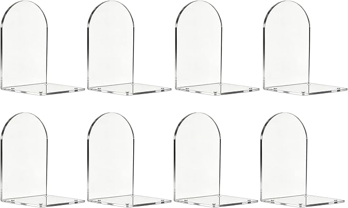 Adwikoso Book Ends for Shelves Clear Acrylic Bookends for Heavy Books Organizer Book Stopper to Hold Books for Home Office School and Desktop Decoration(Circular Arc) (8)