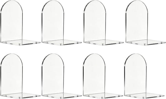 Adwikoso Book Ends for Shelves Clear Acrylic Bookends for Heavy Books Organizer Book Stopper to Hold Books for Home Office School and Desktop Decoration(Circular Arc) (8)