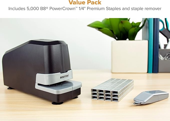 Bostitch Office Impulse Heavy Duty Electric Stapler Value Pack & EZ Squeeze Heavy Duty 3 Hole Punch, 40-Sheet Capacity, Use Less Force