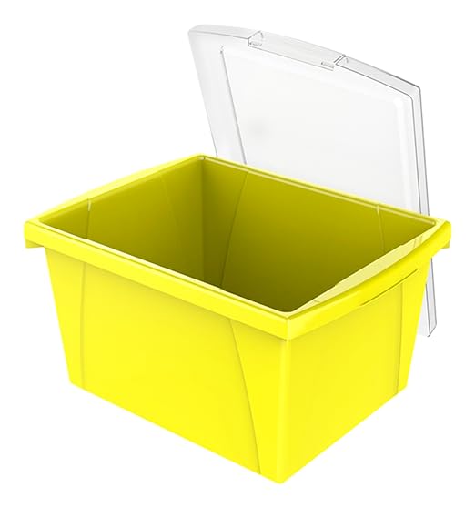 Storex Classroom Storage Bin with Lid, 4 Gallon, 13-5/8 x 11-1/4 x 7-7/8 Inches, Yellow