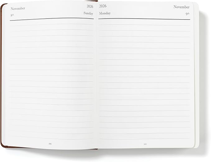 Wykeham's Executive 2026 Daily Journal Planner – US Public Holidays & Format – Customization Available (Brown, 8.5" x 5.5")