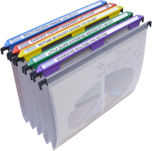 Ultimate Office MagniFile Hanging File Folders V- Bottom Letter Size with 11 inch Magnified Indexes that Double The Size of Your File Titles to Find Files Fast. (Set of 5 Frost)