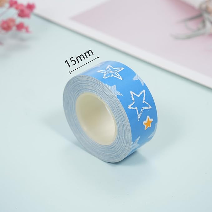 HUIOP Label Tape,Label Tape 1 Roll Thermal Label Skicker Compatible with King Jim TEPRA LR5C Labeler Cute Thermal Paper Print Tape 15mm*4m - Transparent