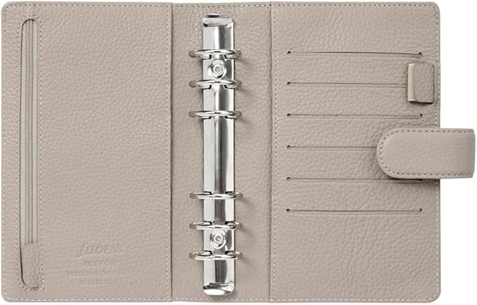 Filofax Norfolk Organizer, Personal Size, Taupe - Soft, Full-Grain Leather, Six Rings, Week-to-View Calendar Diary, Multilingual, 2025 (C022642-25)