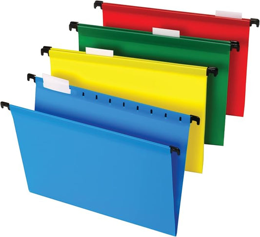 Office Depot® Brand Hanging File Folders, 8 1/2" x 11", Letter Size, Assorted Colors, Box Of 20 Folders