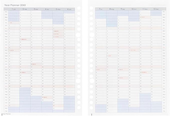 Maruman LD283-26 Notebook Refill, 2026 A5 Loose Leaf Diary, Monthly 20 Holes, Starts from January 2026
