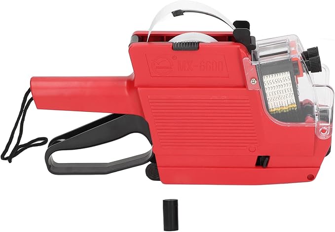 Tyenaza Price Tag Gun - 10 Digits, Sticker Labels Included, Suitable for Office and Retail Store (red)