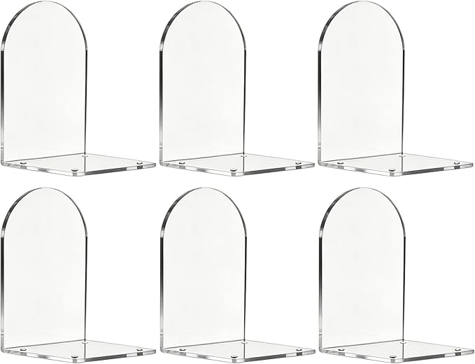 Adwikoso Book Ends for Shelves Clear Acrylic Bookends for Heavy Books Organizer Book Stopper to Hold Books for Home Office School and Desktop Decoration(Circular Arc) (6)