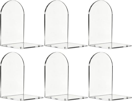 Adwikoso Book Ends for Shelves Clear Acrylic Bookends for Heavy Books Organizer Book Stopper to Hold Books for Home Office School and Desktop Decoration(Circular Arc) (6)