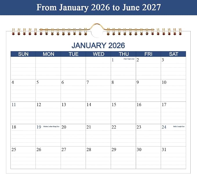 Calendar 2026 2027 - Wall Calendar Runs Apr 2026 to Jun 2027-15 Months Calendar Planner with Thick Paper for Planning and Organizing for Home or Office, Blue Hanging Calendars, 8.5 x 11 Inches Calendars 26 2027