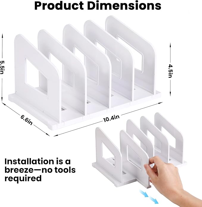 LALOBLUE File Organizer, Acrylic Folder Organizer File Sorter, Plastic Vertical Dividers for Magazine Mail Letter Paper, Desktop Organizers for Office, Classroom & Home(4 Sections, 2 Pack), White