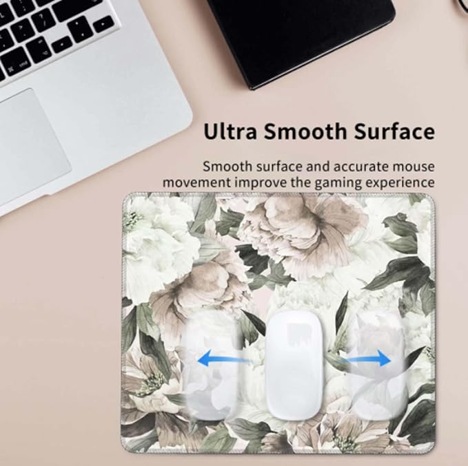 Voltique Mouse Pad Small Desk Mat, Floral Computer Mousepad with Stitched Edges Non-Slip, Keyboard Mouse Pad for Desktop Office Desk Accessories