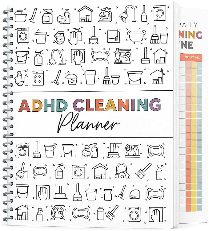 PGJ ADHD Cleaning Planner for Adults – Undated Daily, Weekly & Monthly Cleaning Schedule & Checklist – Household Chores Organizer Notebook for Home Management, Routine Tracking Family Cleaning Tasks