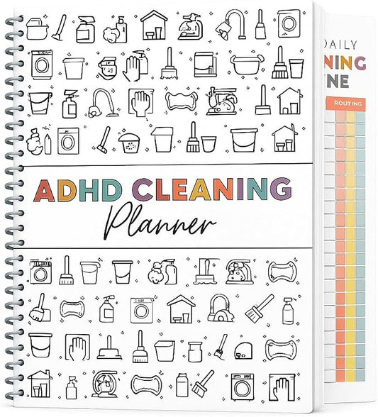 PGJ ADHD Cleaning Planner for Adults – Undated Daily, Weekly & Monthly Cleaning Schedule & Checklist – Household Chores Organizer Notebook for Home Management, Routine Tracking Family Cleaning Tasks