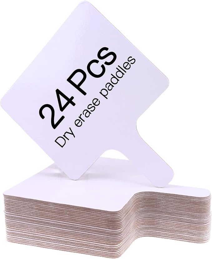 24 Pieces Dry Erase Answer Paddles Handheld Double Sided Paddles Mini White Boards Small White Board Dry Erase Signs Auction WhiteBoard for Students Teachers Classroom Voting Bridal Shower Games