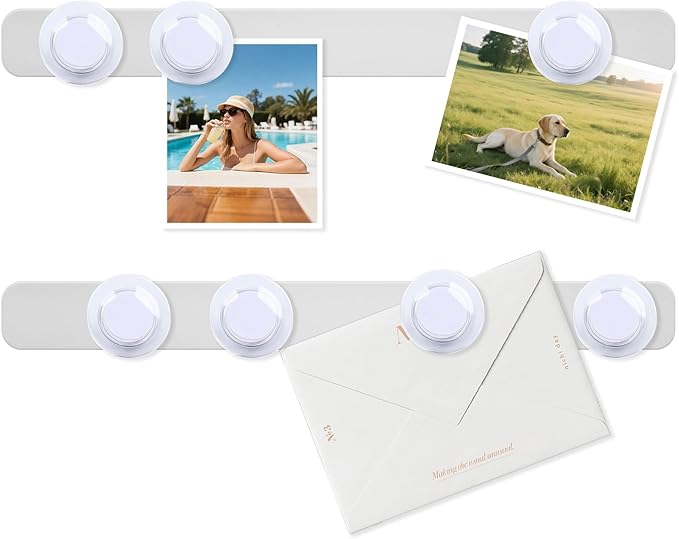 Magnetic Board - 2PCS Frameless Stainless Iron Magnetic Strips with Adhesive Backing, Magnet Board for Wall - Magnet Bulletin Memo Board, Includes 7 White Magnets for Office Home School Fridge