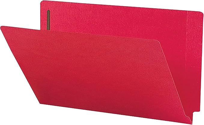 Smead End Tab Fastener File Folder, Shelf-Master® Reinforced Straight-Cut Tab, 2 Fasteners, Legal Size, Red, 50 per Box (28740)