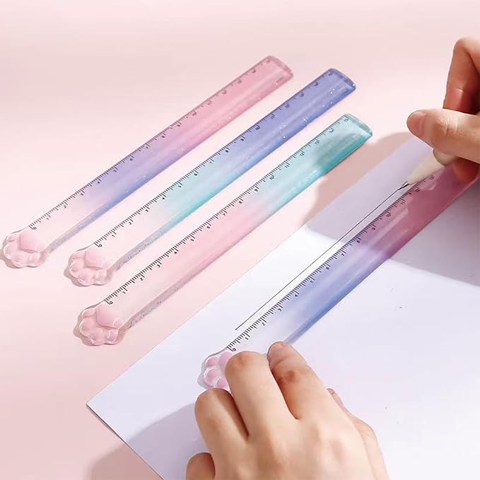 MOZXIRZ 9 Pcs Cute Green Stationery Set Cat Paw School Supplies Kawaii Office Supplies Including Pens Highlighter Pencil Sharpener Eraser Correction Tape Ruler Sticky Flag Tabs (Gradient Green)