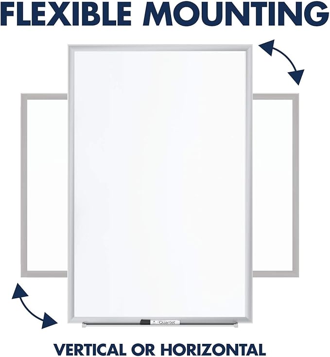 Quartet Magnetic Dry Erase White Board, 36"W x 24"H Whiteboard, Nano-Clean Surface Resists Ink Stains, Silver Aluminum Frame (SM533)
