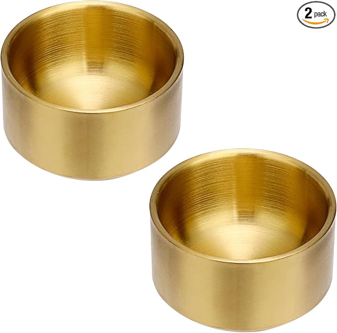 BTSKY 2 Pack Golden Paper Clip Holder, Stackable Paperclip Box Metal Storage Bowl for Office Supply Accessories, Round Small Storage Holder Cute Jewelry Organizer for Office Bathroom Vanity
