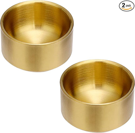 BTSKY 2 Pack Golden Paper Clip Holder, Stackable Paperclip Box Metal Storage Bowl for Office Supply Accessories, Round Small Storage Holder Cute Jewelry Organizer for Office Bathroom Vanity