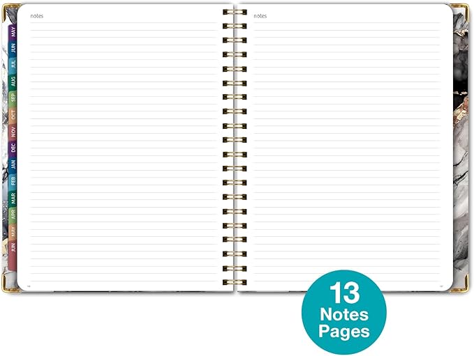 HARDCOVER Academic Year 2026-2027 Planner: 14 Months (May 2026 Through June 2027) 8.5"x 11" Daily Weekly Monthly Planner Yearly Agenda. Bookmark, Pocket Folder and Sticky Note Set (Black Gold Marble)