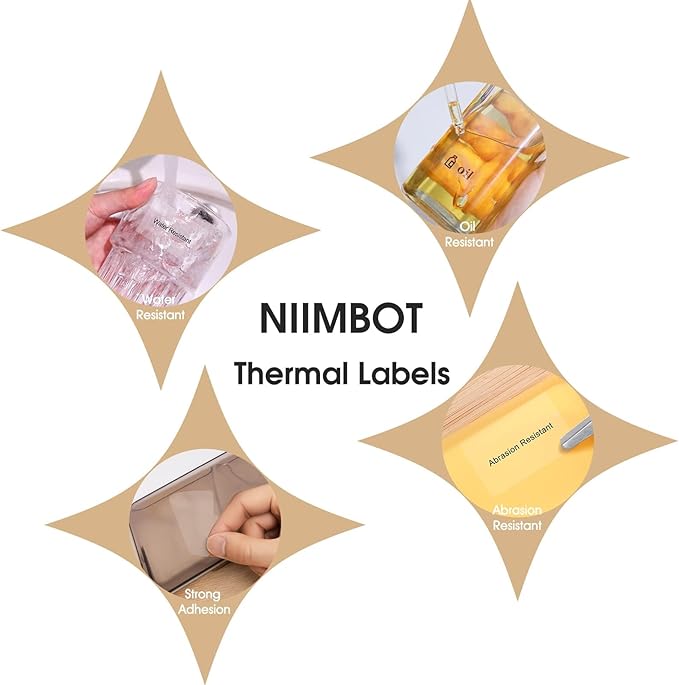 NIIMBOT Labels for B1/B21/B2 Printer - 2'' x 2'' (50x50mm) Thermal Labels, Waterproof & Oil-Proof, 1 Roll of 150 Round Clear Stickers
