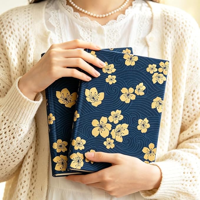 Flowers and Lines Patern Stretchable Book Cover 15.7"x9.8", Elastic Washable Book Protector for Hardcover Textbooks Paperbacks, Reusable Polyester Book Sleeve for Women