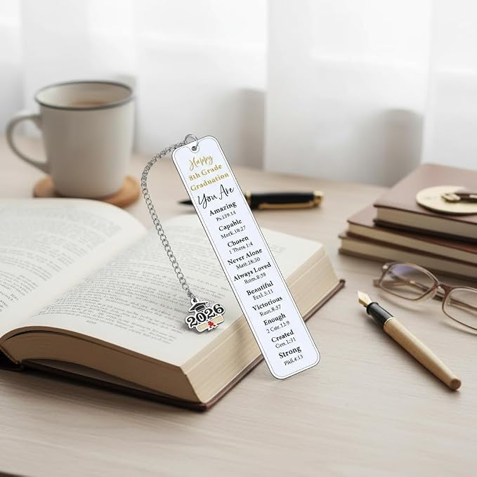 8th Grade Graduation Bookmarks, Christian Graduation Gifts for Her Him, Graduation Bookmark for 8th Grade Middle School Grad Gifts for Women Men, Class of 2026 Decorations
