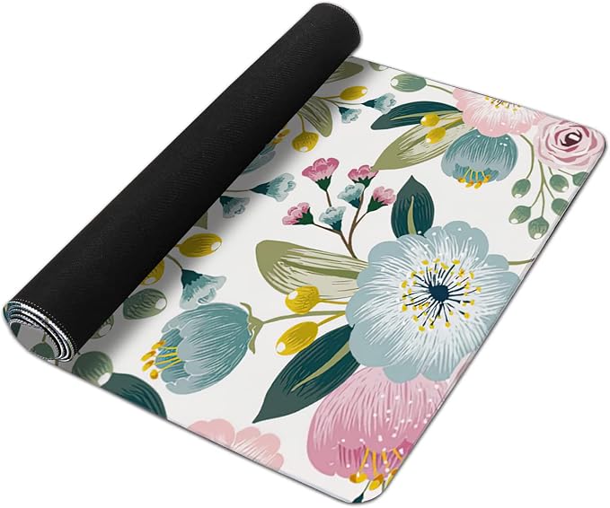 Lovely Floral with Spring Flowers Extended Gaming Mouse Pad Large Desk Mat with Non-Slip Rubber Base and Stitched Edges,Keyboard Mouse Mat Desk Pad for Work,Game,Office,Home 35.4 * 15.7 Inch