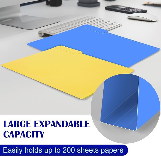 TUXIYA 105 Pack Colored File Folders,21 Colors File Folders Letter Size Manilla Folders 8.5 x 11,1/3 Cut Tab Filing Folders for Office School Business Documents Files Paper