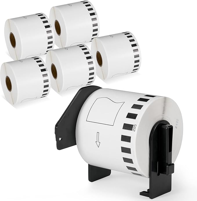 Colorty Compatible with Brother DK-2205 Continuous Paper Label Rolls 2.4" x 100'(62mm x 30.48m) for Brother QL Label Printers QL-800 810W 820 820NWB 700 710W 500 570 600 1100nwb-6 Rolls + 1 Frame