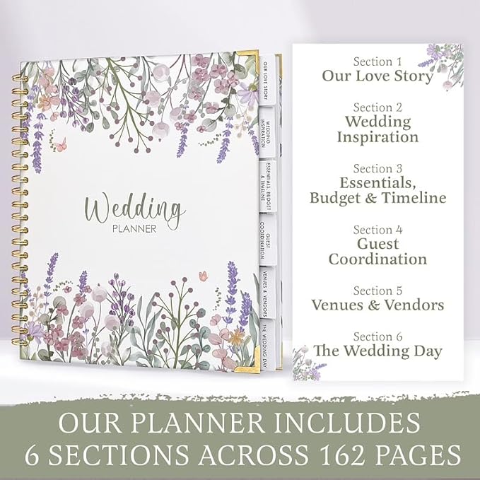 The Ultimate Premium Wedding Planner and Organizer for Brides: Hardcover Bridal Planning Book with Soft Floral Design, 11.8 x 10.6 Inches, Monthly Countdown Calendar, Checklists, Timelines, Budgeting & Keepsake Features