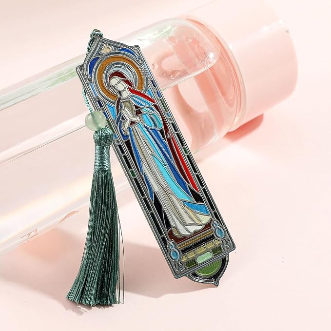 Divine Virgin Mary Bookmark with Tassel - Exquisite Design Book Marks for Women Men, Gift for Book Lovers