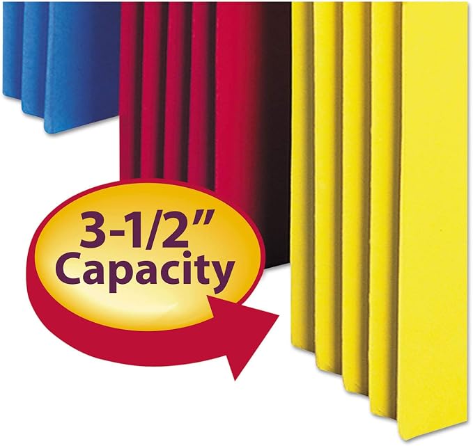 Smead File Pocket, Straight-Cut Tab, 3-1/2" Expansion, Legal Size, Assorted Colors, 5 per Pack (74892)