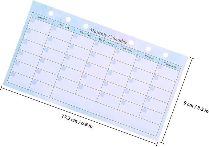 Veemoon Monthly Planner Refill for 6-ring Binder A6 Size with 14 Undated Gradient Color Sheets, Monthly and Weekly Calendar Inserts for Budget, Meal Planning, and Home Organization