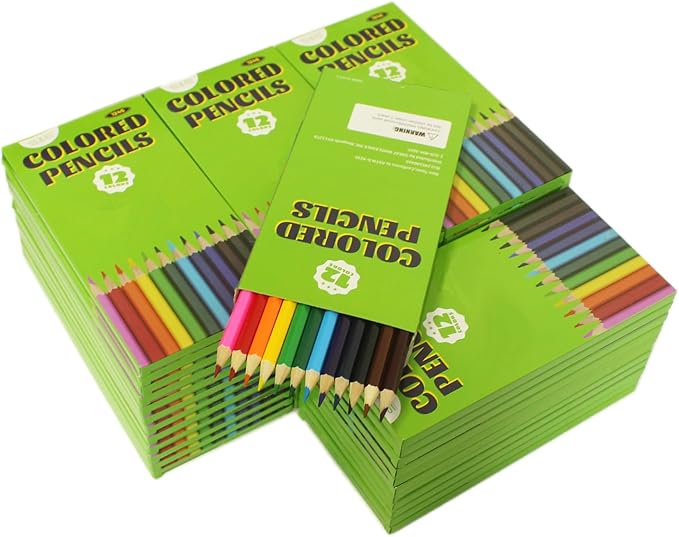S & E TEACHER'S EDITION 576Pcs Colored Pencils, Pre-sharpened, coloring pencils Christmas Gifts 12 Colors, 12pcs/box, 48Boxes, Total: 576Pcs.