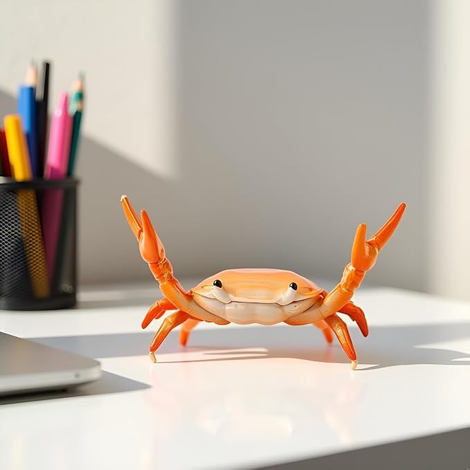 2Pcs Creative Crab Pen Holder Weightlifting Crabs Pen Stand Storage Rack, Office Desktop Decoration, Pencil Holders Desk Supplies Holders and Dispensers, Desk Accessories and Workspace Organizers
