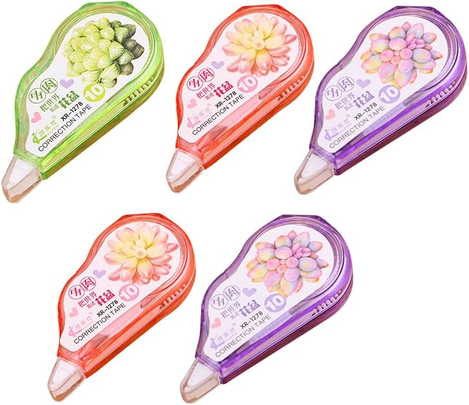 HANABASS 5pcs Correction Tape for Students Easy-to-use Applicator, Office Stationery Supplies for Homework and Writing Corrections Random Style